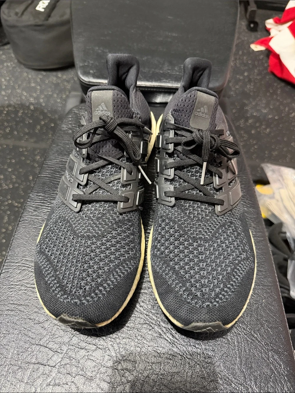adidas Men’s Black Knit Sneakers with Cream Accents